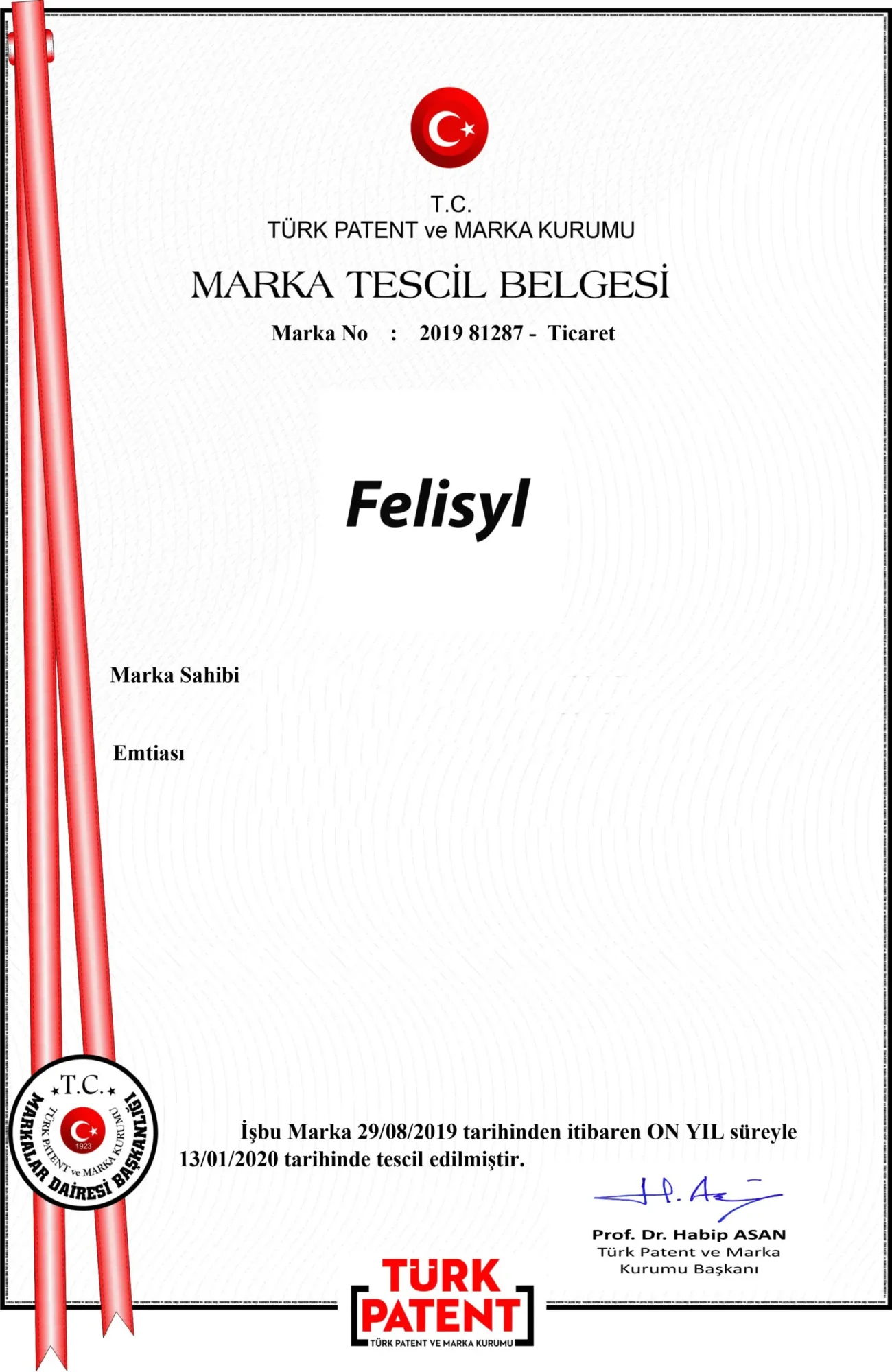 Marka Tescil Belgesi